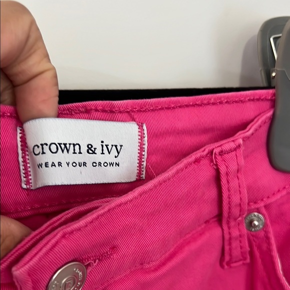 Crown & Ivy Pink Ankle Cropped Jeans - Picture 2 of 4